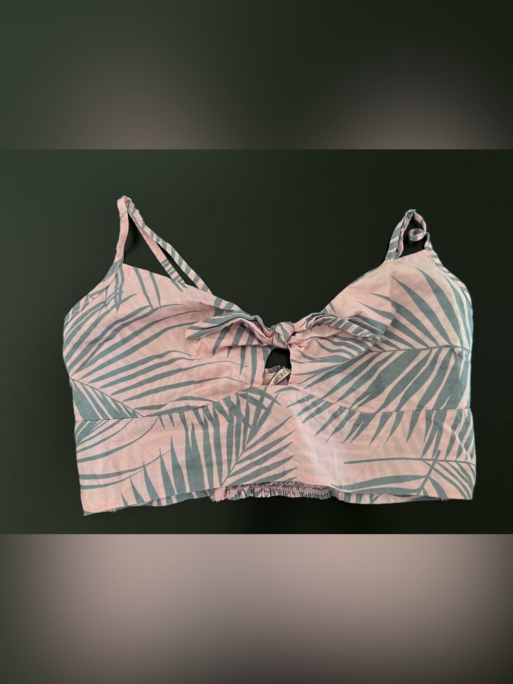 Victoria’s Secret XS Tropical Palm Print Tie Front Crop Top